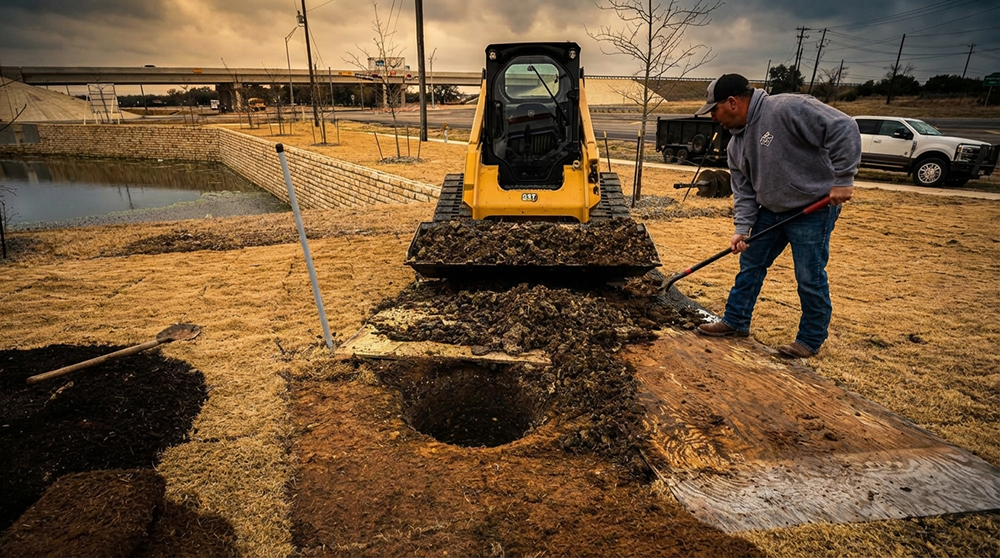 Excavation and hole drilling services on a job site